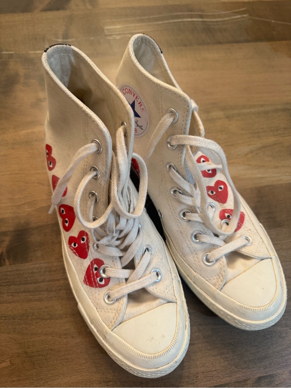 Converse Kids High-Top Sneakers White with Red Heart Graphics